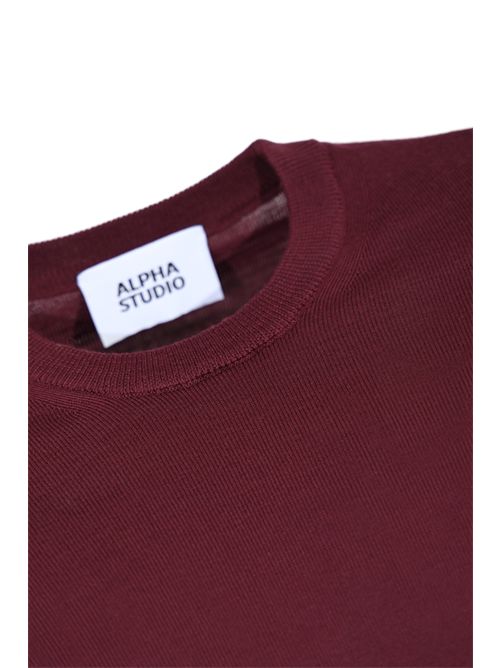 Maglia girocollo slim in lana merinos Ciliegia Alpha studio | AU-3010C1009